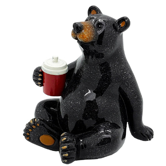 Animal World Black Bear with Cooler Drink Resin Figurine