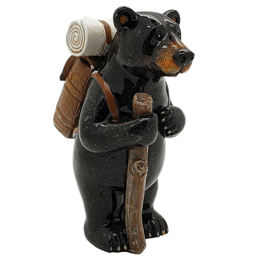 Animal World Black Bear Hiking Resin Figurine Home Decor