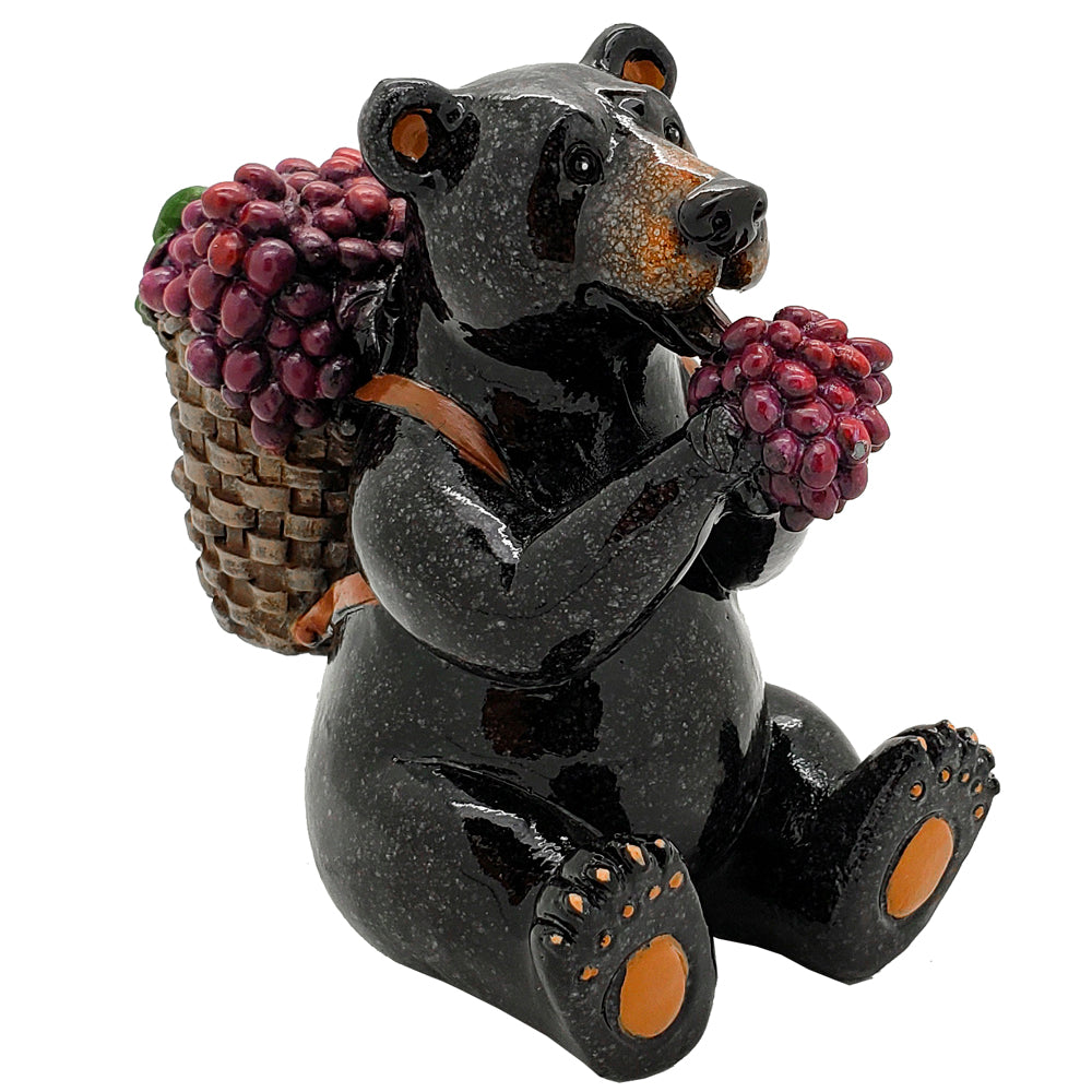 Animal World Black Bear Berry Picking Farmer Resin Figurine Home Decor