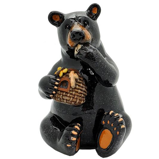 Animal World Black Bear Eating Honey Resin Figurine