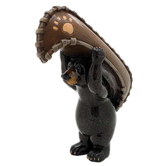 Animal World Black Bear with Canoe Ready to Play Resin Figurine