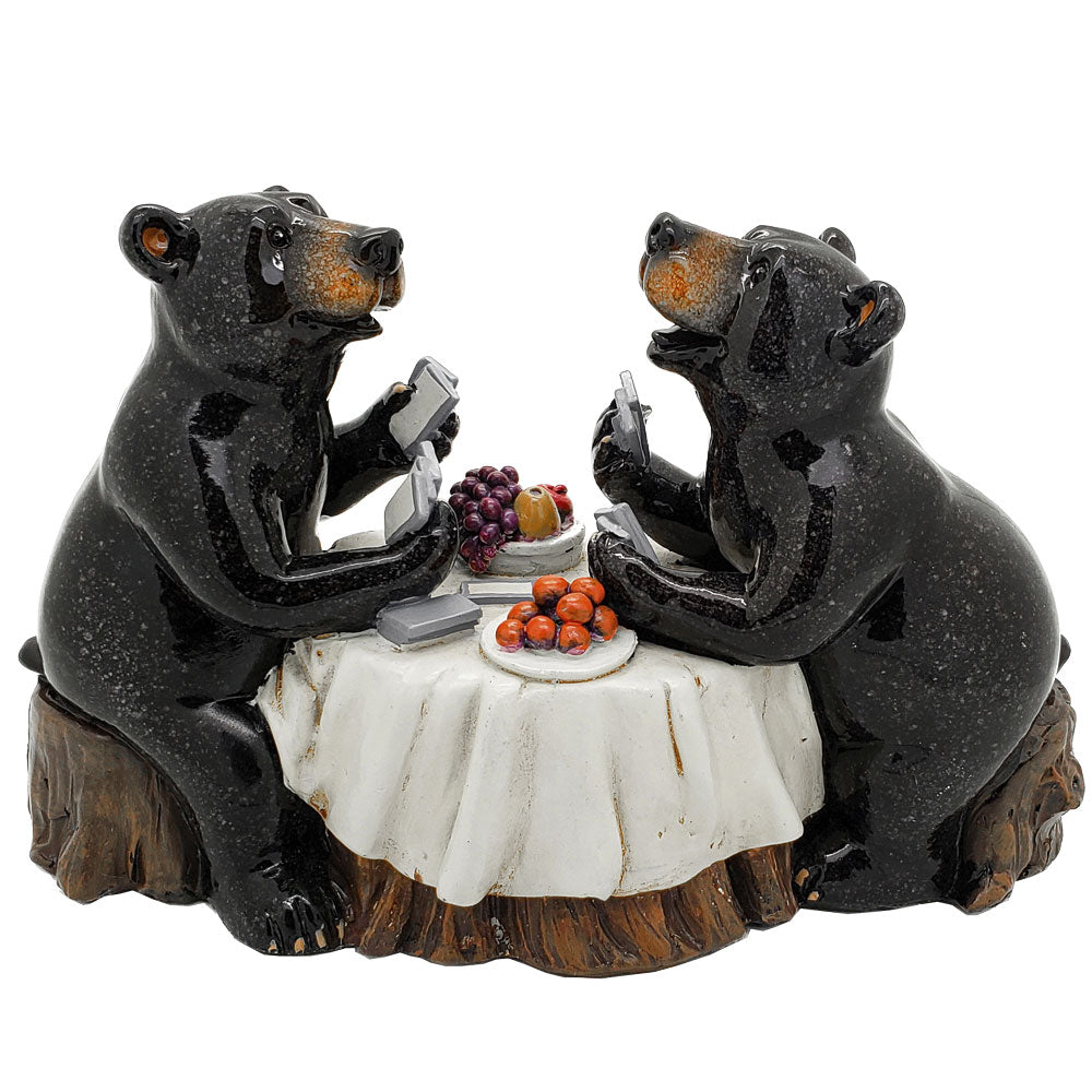 Animal World Black Bear Family Playing Cards Resin Figurine Home Decor