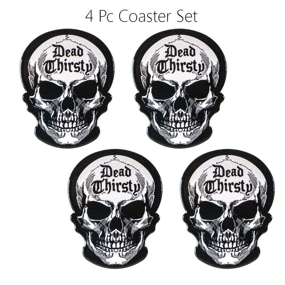 Dead Thirsty Skull Ceramic Coaster With Cork Backing Set of 4