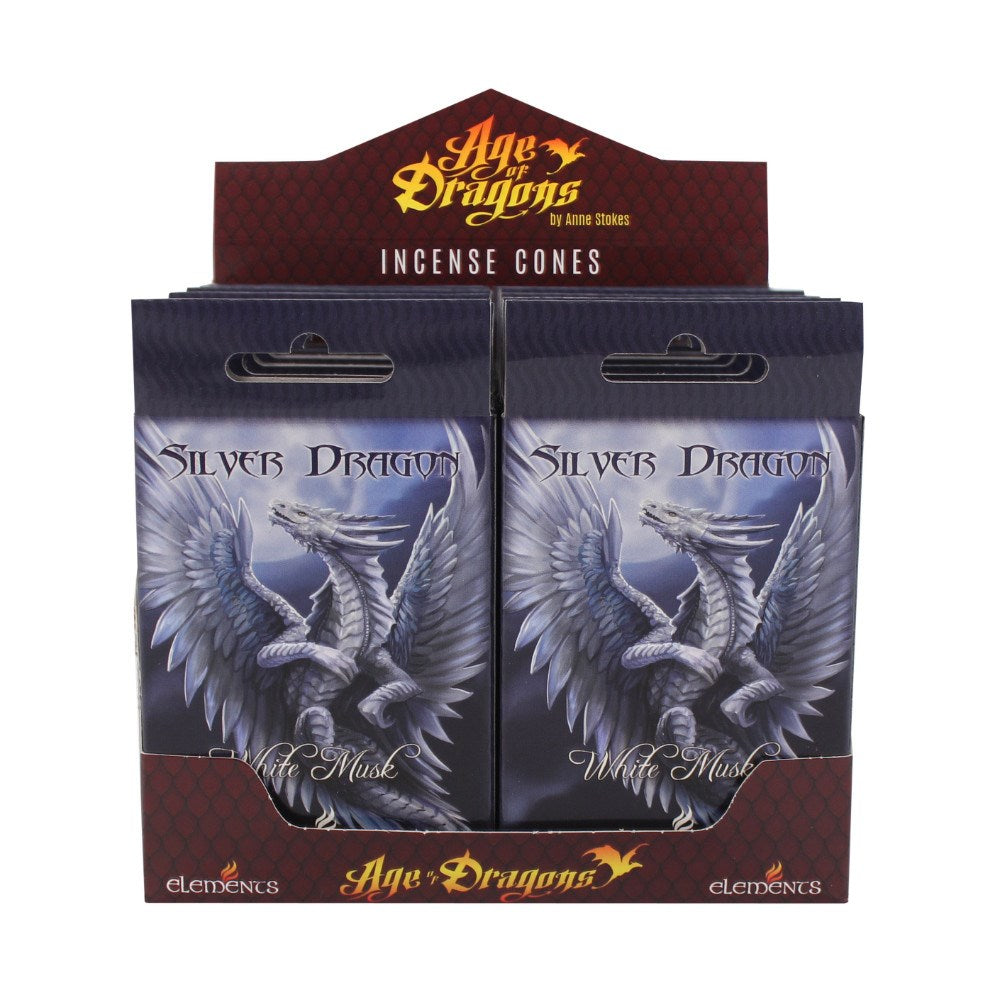 Silver Dragon Fragranced Incense Cones Pack of 12 by Anne Stokes