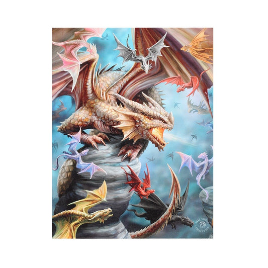 Fantasy World Dragon Clan Picture Canvas Framed Wall Art Wall Plaque - 7.5" x 9.85"