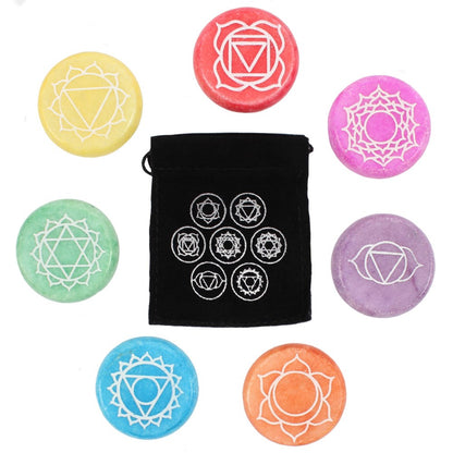 7 Chakra Meditation Stones - 42 pieces Set with Pouches and Display Case