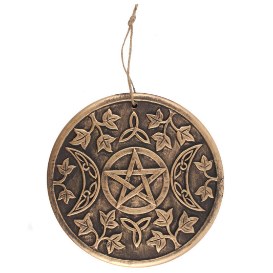 Terracotta Triple Moon Resin Plaque Bronze Finish