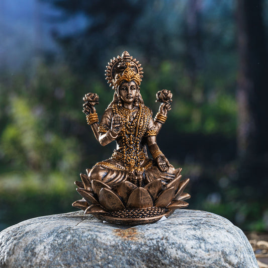 Hindu God Lakshmi Miniature Resin Figurine Statue