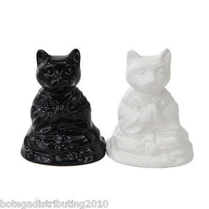 Ceramic Black White Buddha Cat Magnetic Salt and Pepper Shaker – BOTEGA  EXCLUSIVE