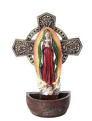 Our Lady of Guadalupe Holy Water Font Religious Sacrament Wall Decor 6.75 inches