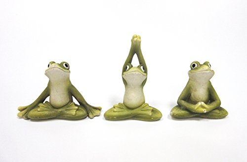 Zen Garden Inner Peace Yoga Frogs Set of 3 Figurine Collectible Sculpture Mini Garden Decor 2.5 inch Tall