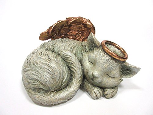 Pet Memorial Angel Cat Sleeping Cremation Urn Memorial Statue Bottom Load 30 Cubic Inch