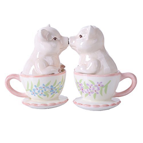 Kissing Pig Couple Ceramic Stoneware Salt and Pepper Shaker Set