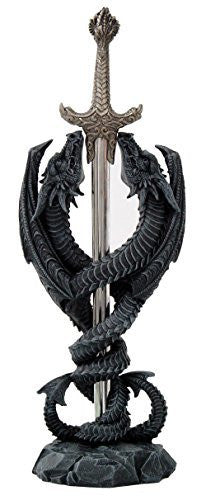 Mystal Double Stone Dragon Letter Opener Desktop Decor 10 Inch Tall