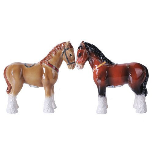 Clydesdale Horses Magnetic Salt and Pepper Shaker Kitchen Set