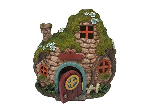 Mini Fairy Garden LED Lighted Fairy Cottage w/ Movable Doors Decorative Miniature Display