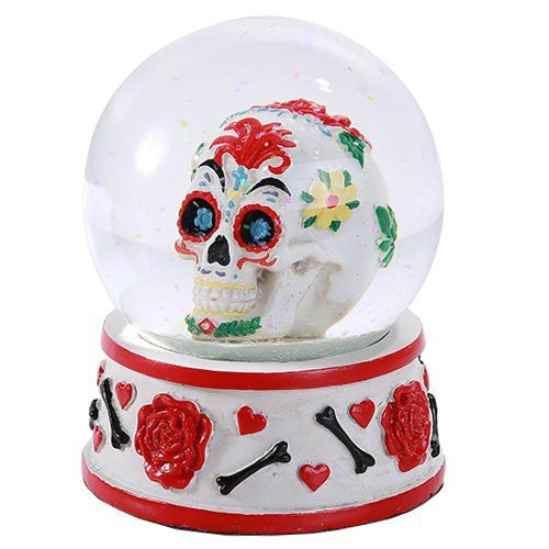 Day of the Dead Sugar Skull Head Water Globe 80mm Home Decor Gift Collectible