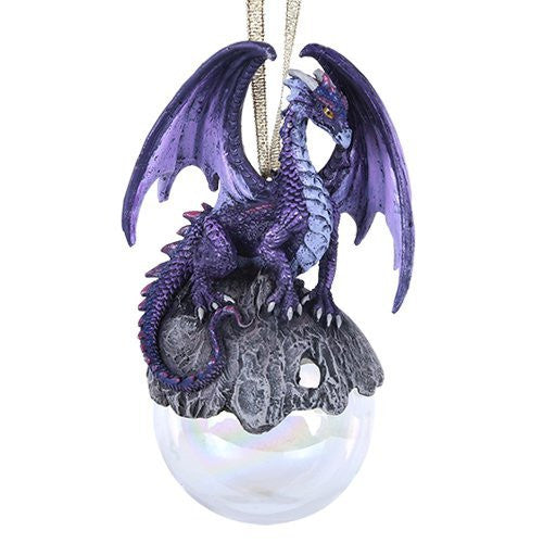 Hoarfrost Purple Dragon Glass Ball Ornament by Ruth Thompson Tree Decoration Gift Decor