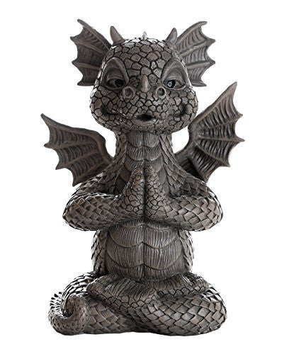 Garden Dragon Meditating Yoga Dragon Garden Display Decorative Accent Sculpture Stone Finish 10 Inch Tall