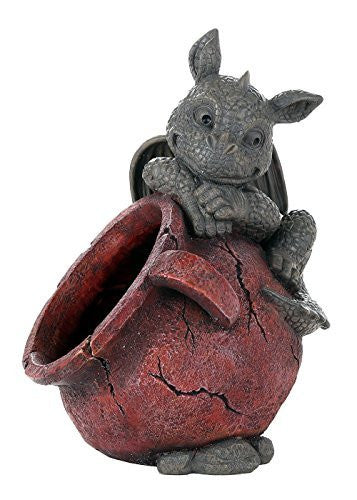 Playful Garden Dragon Planter Garden Display Decorative Accent Sculpture Stone Finish 10 Inch Tall