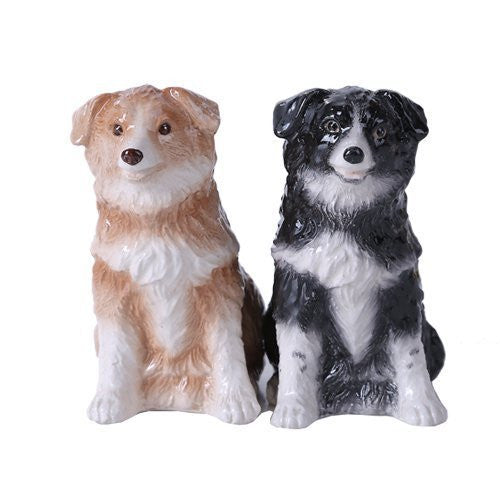 Border Collie Couple Dogs Magnetic Salt and Pepper Shaker Kitchen Set