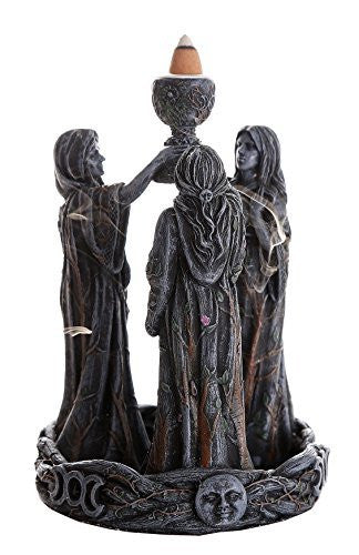 Triple Goddess Mother Maiden Crone Ceremonial Chalice Backflow Incense Holder