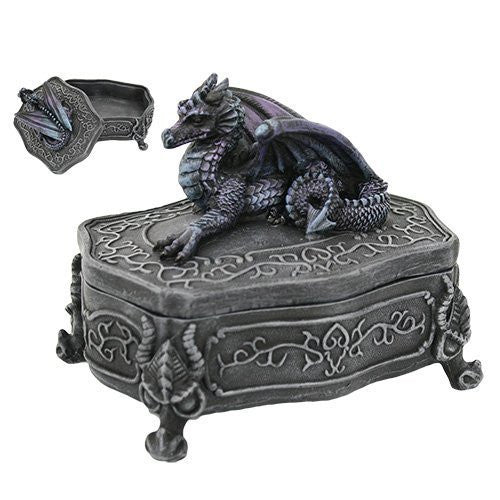 Guardian Purple Blue Dragon Swirls Elegant  Shaped Trinket Jewelry Box