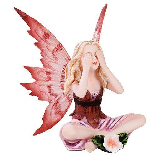 Small Meadowland Tribal Red Rose Flower Playful Girl Fairy Figurine Collectible