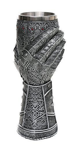 Medieval Knight Celtic Cross Gauntlet Style Wine Goblet 9" H