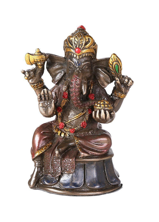 Hindu God Ganesha Cold Cast Bronze Figurine Ganesh Hindu Elephant God of Success