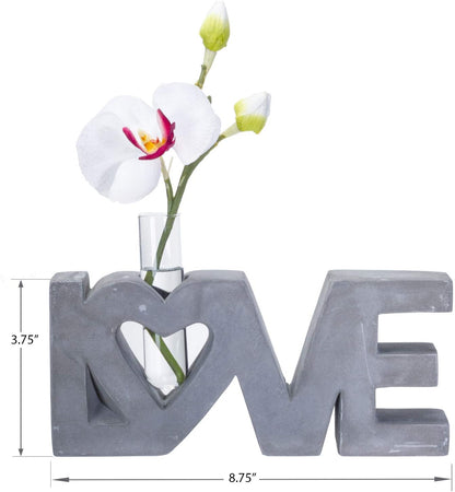 Modern Contemporary Home Decor Polished Concrete Love Single Stem Bud Vase Glass Tube Flower Vase Decorative Wedding Cen