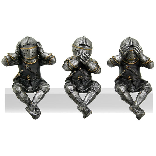 Medieval Knights See No Evil Speak No Evil Hear No Evil Shelf Sitter Set