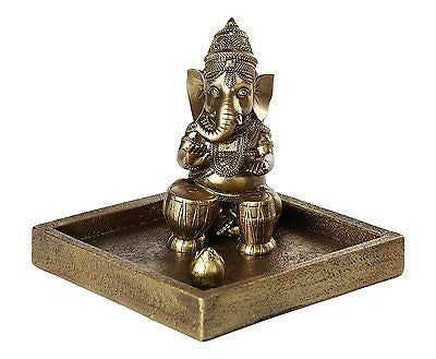 Hindu God Ganesha Elephant Headed Deity Meditation Incense Burner 6 inch