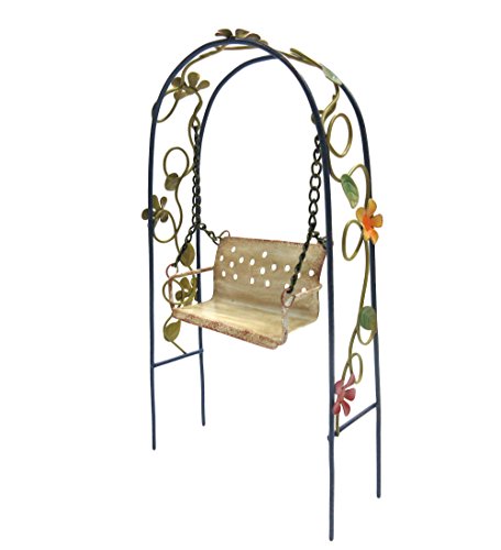 Enchanted Garden Decorative Metal Arbor Swing Mini Fairy Garden Decorative Accessory 8 inch Tall