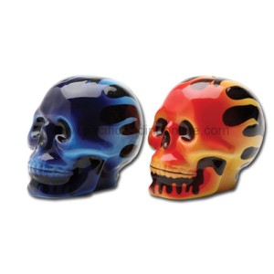 Flaming Skull Set of Salt and Pepper Shakers