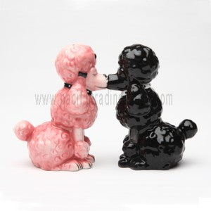 Kissing Poodles Dogs Magnetic Ceramic Salt and Pepper Shakers Set Kitchen Home Decor