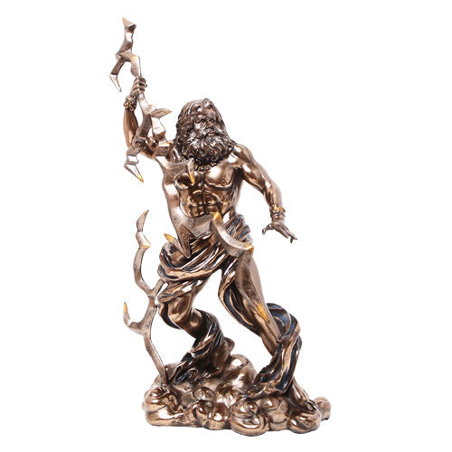 PTC King Zeus Grecian God Throwing Lightning Resin Statue Figurine