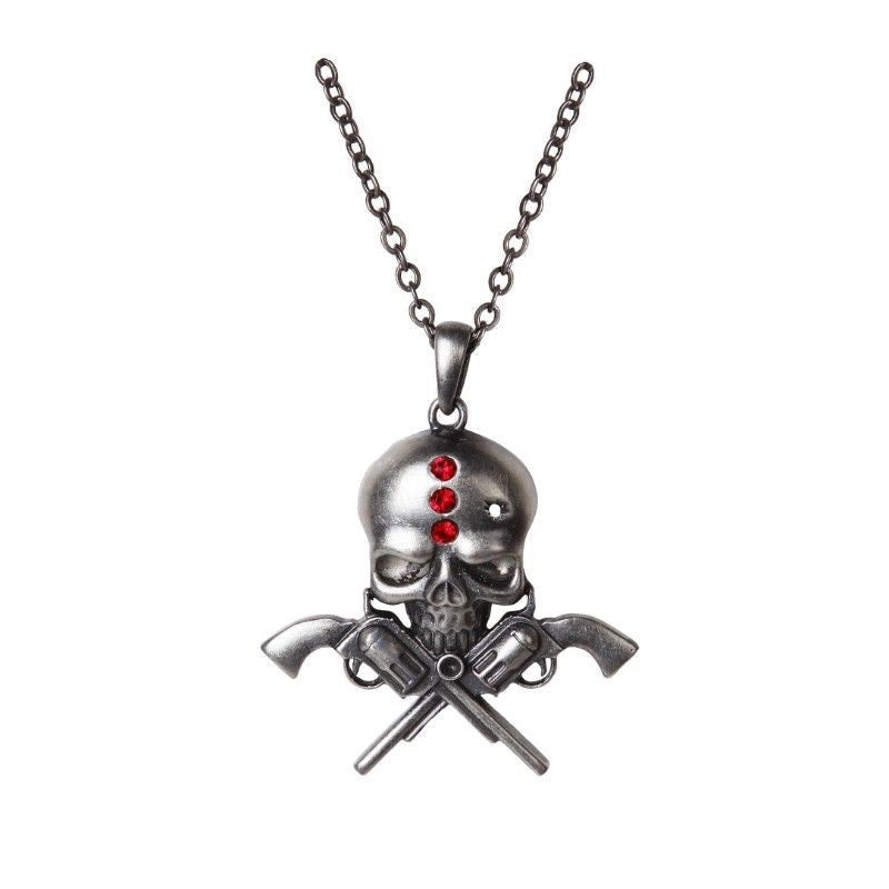 Gunslinger Skull Gun Lover Unisex Lead Free Alloy Necklace