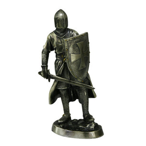 Medieval Crusader Knight Statue Bronze Finishing Cold Cast Resin Statue 7" (9960)