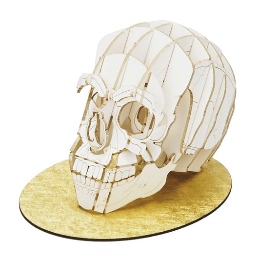 White Skull Head 14 pieces Premium 3D Paper Puzzle Desktop Craft Art Made in Japan