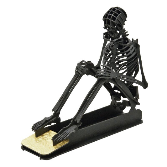 Black Seated Skeleton 59 pieces Premium 3D Paper Puzzle Desktop Craft Art Made in Japan