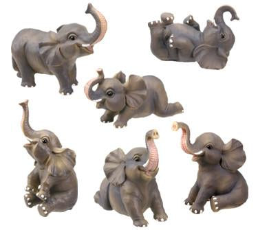 Small Elephant Collectible Figurine, Set of 6