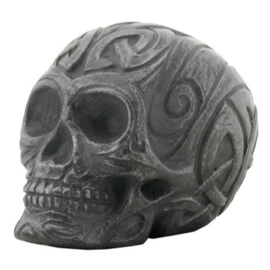 YTC 2.25 Inch Dark Gray Stone Textured Tribal Engraved Skull