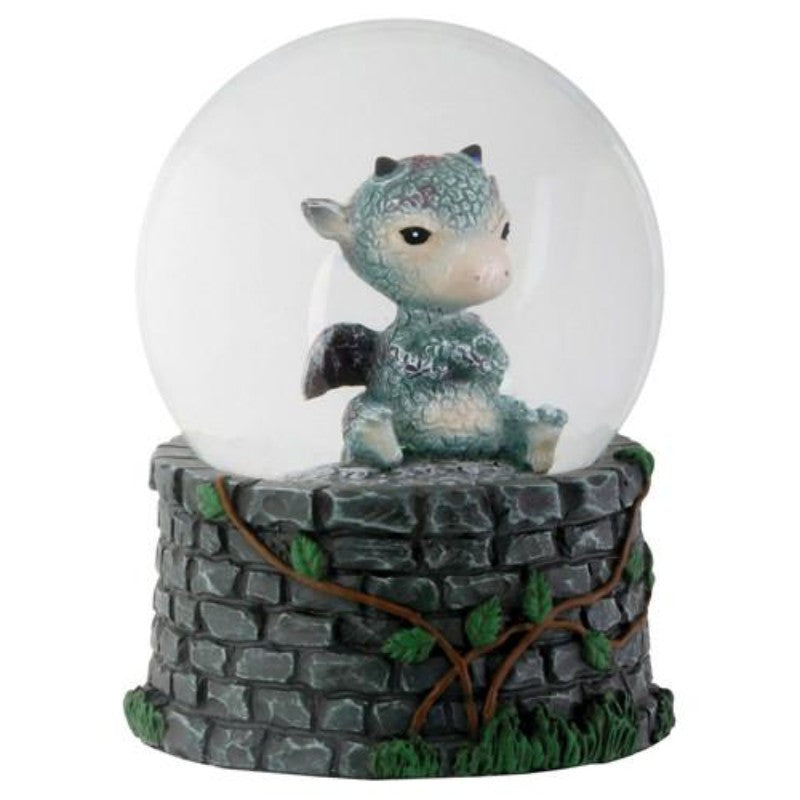 YTC 3.5 Inch Cold Cast Resin Sulky Baby Dragon Water Snow Globe Figurine