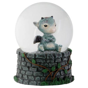 YTC 3.5 Inch Cold Cast Resin Sulky Baby Dragon Water Snow Globe Figurine