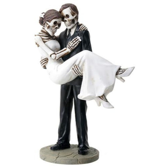 SUMMIT COLLECTION Groom Carrying Bride Skeleton Face Wedding Couple Statue Figurine