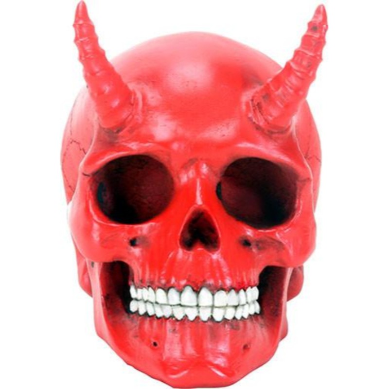 Red Devil Horned Skull Demon Skull Human Skull Bone 3.75 Inch