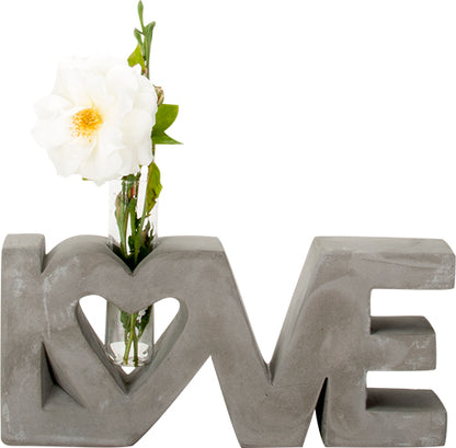 Modern Contemporary Home Decor Polished Concrete Love Single Stem Bud Vase Glass Tube Flower Vase Decorative Wedding Cen