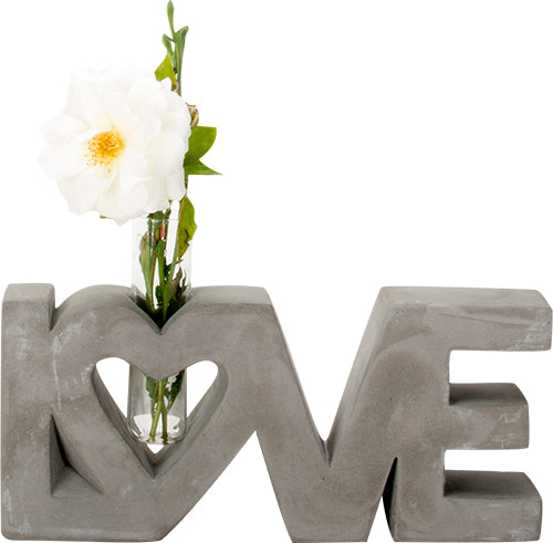 Modern Contemporary Home Decor Polished Concrete Love Single Stem Bud Vase Glass Tube Flower Vase Decorative Wedding Cen