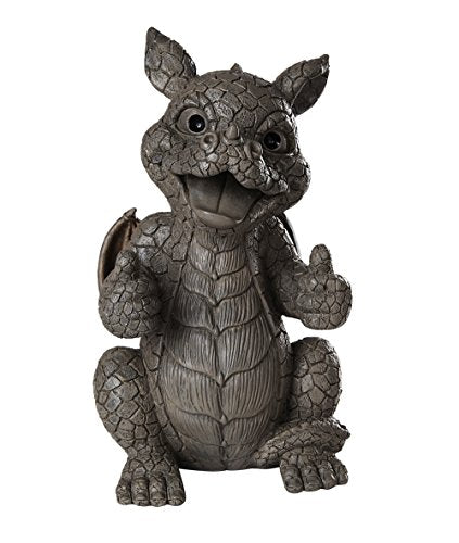 Garden Dragon Thumbs Up Dragon Garden Display Decorative Accent Sculpture Stone Finish 10 Inch Tall